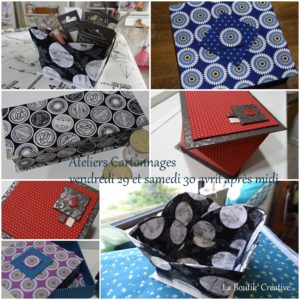 Cours cartonnage 29 et 30 avril à La Boutik' Créative de Rives