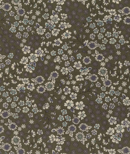 Tissu fleuri kaki