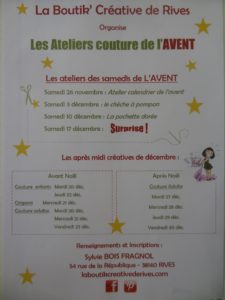 Ateliers de l'avent La Boutik' Créative