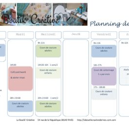Planning des cours rentrée 2017