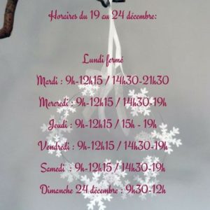 Horaires du 19 au 24 décembre