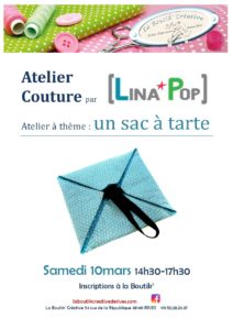 Affiche de l atelier couture sac à tarte 10 mars