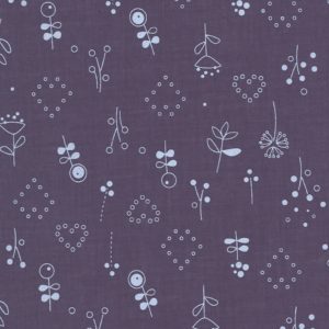 Percale de coton Froufrou violet sage coeurs et fleurs (x10cm)