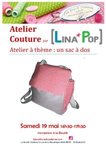 atelier couture sac à dos à La Boutik Creative