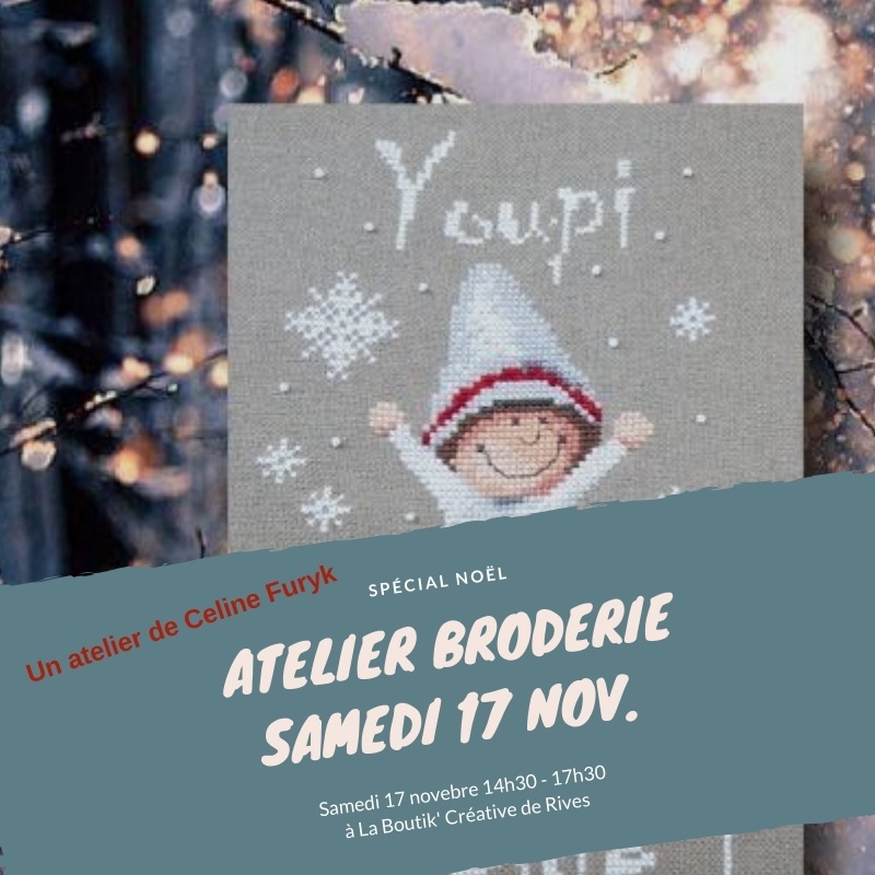 Cours broderie 17 novembre à la Boutik Créative de Rives