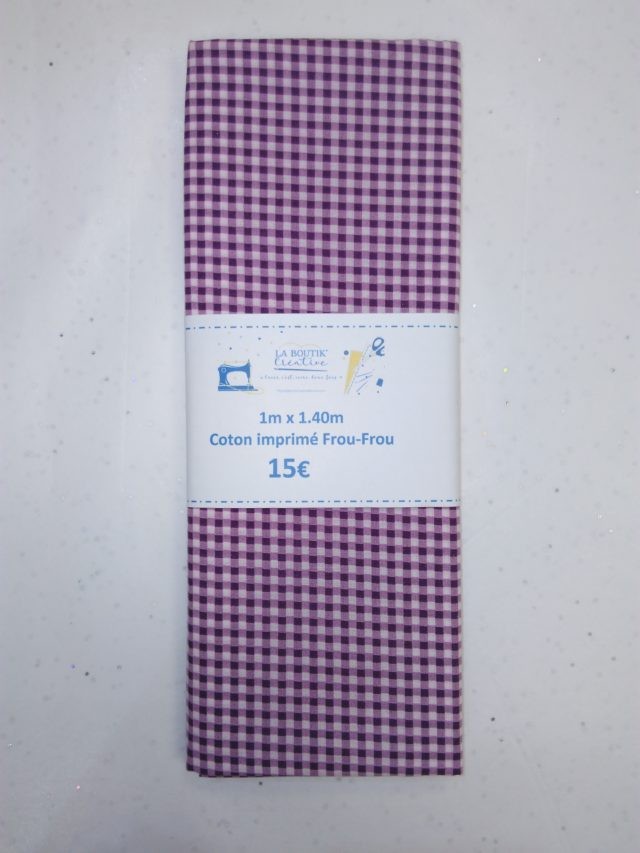 Coupon de tissu coton Frou-Frou vichy Violet