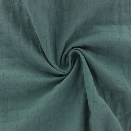 Tissu coton matelassé vert froissé