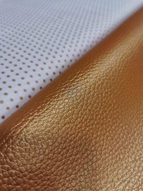 Coupon simili cuir Cuivré et tissu froufrou 2- La Boutik Créative de Rives