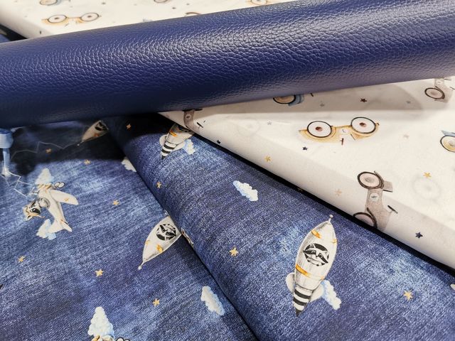 Coupons simili cuir Navy et tissus retro 2 - la Boutik Créative de Rives