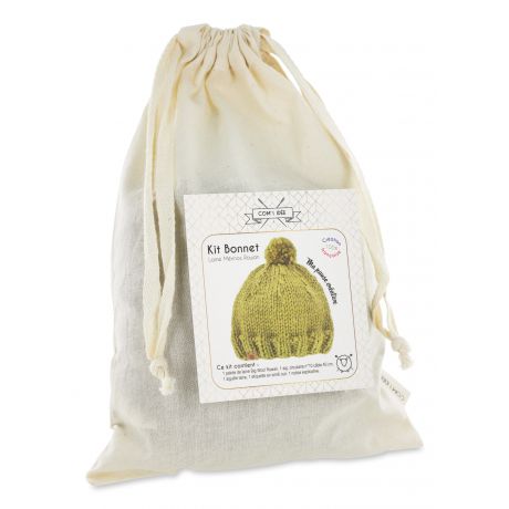 Kit tricot bonnet lichen doré