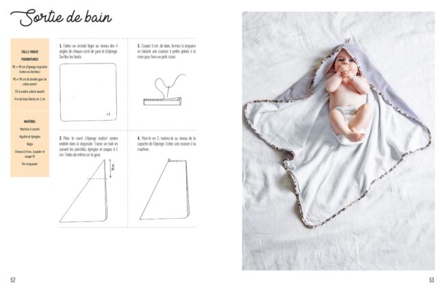 Livre couture les indispensables de bébé 10 modèles faciles - sortie de bain - la Boutik Créativede rives