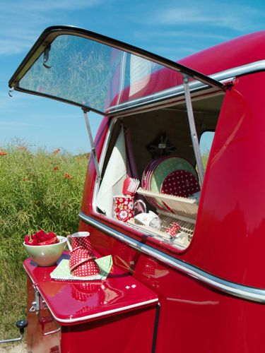Red vintage caravan