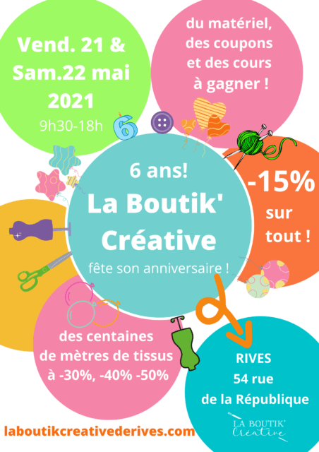 La Boutik' Creative de Rive fête son 6ème anniversaire les 21 et 22 mai 2021
