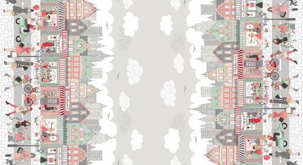 Tissu coton Makower Town double border Pamper collection à la Boutik Créative de Rives