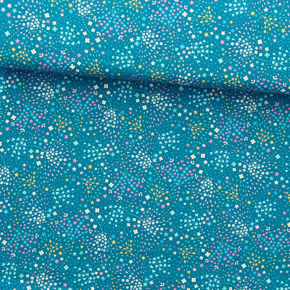 Popeline de coton Dashwood Kaleidoscope Turquoise (x10cm) – Image 2