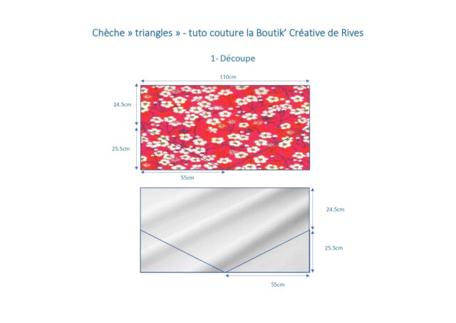 Dessin Cheche triangle -1- tuto couture la Boutik Créative de Rives