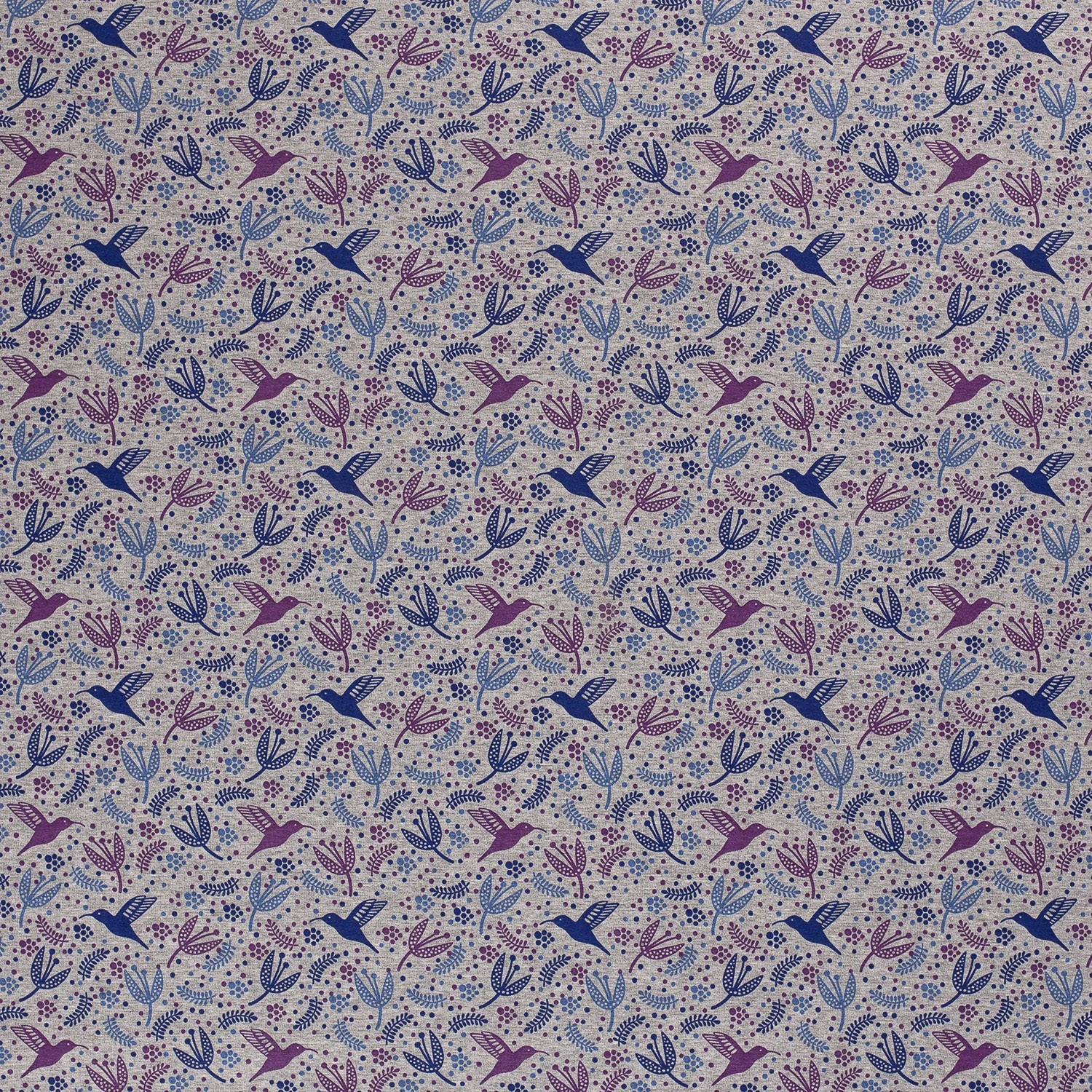 Tissu sweat polaire alpin imprimé feuilles bleu -1- La Boutik Creative de Rives