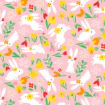 Tissu Dashwood Lapins de printemps -1- collection spring alphabet - La Boutik Creative de Rives