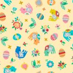 Tissu Dashwood poules et oeufs de printemps -1- collection spring alphabet - La Boutik Creative de Rives