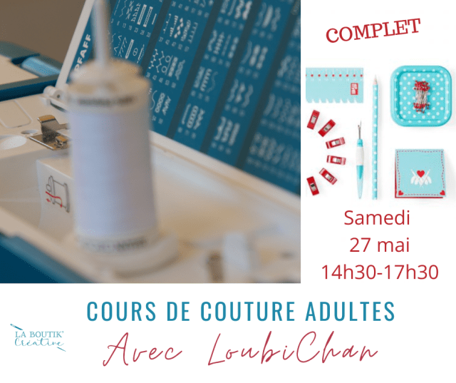 Cours de couture adultes 27 mai à La Boutik Creative de Rives