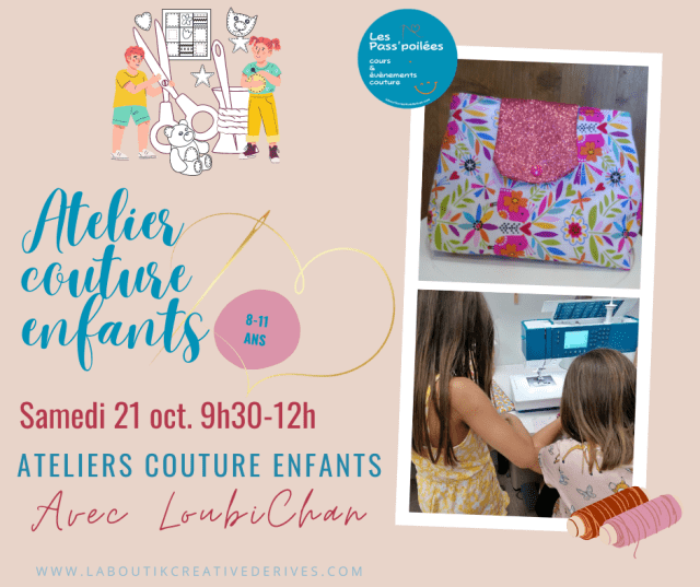 Atelier couture enfants du 21 octobre à La Boutik' Creative