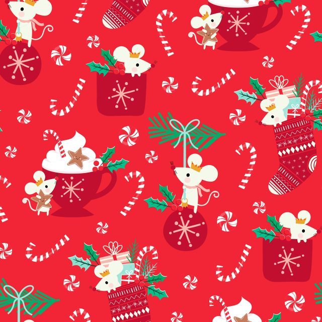Tissu Dashwood coton Cosy Christmas rouge - La Boutik Creative de Rives