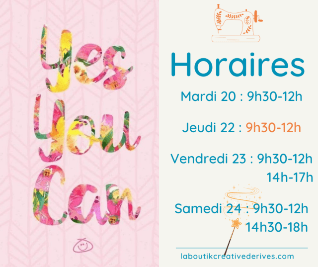 Horaire sem 8 - La Boutik Creative de Rives