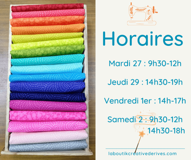Horaire sem 9 - La Boutik Creative de Rives 