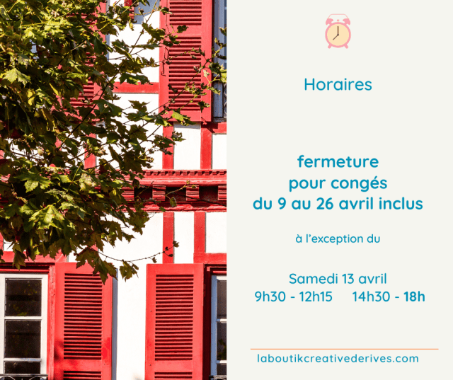 Horaire avril 2024 La Boutik Creative de Rives (1)