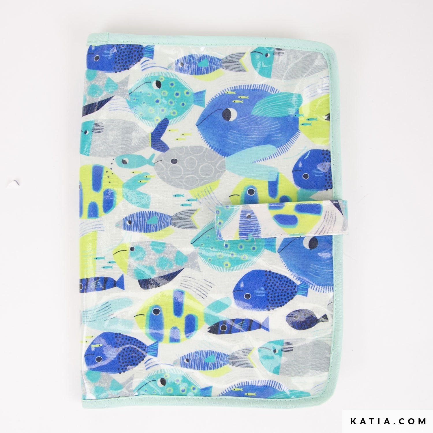 Tissu enduit Tropical neon sea - pochette - La Boutik Creative de Rives