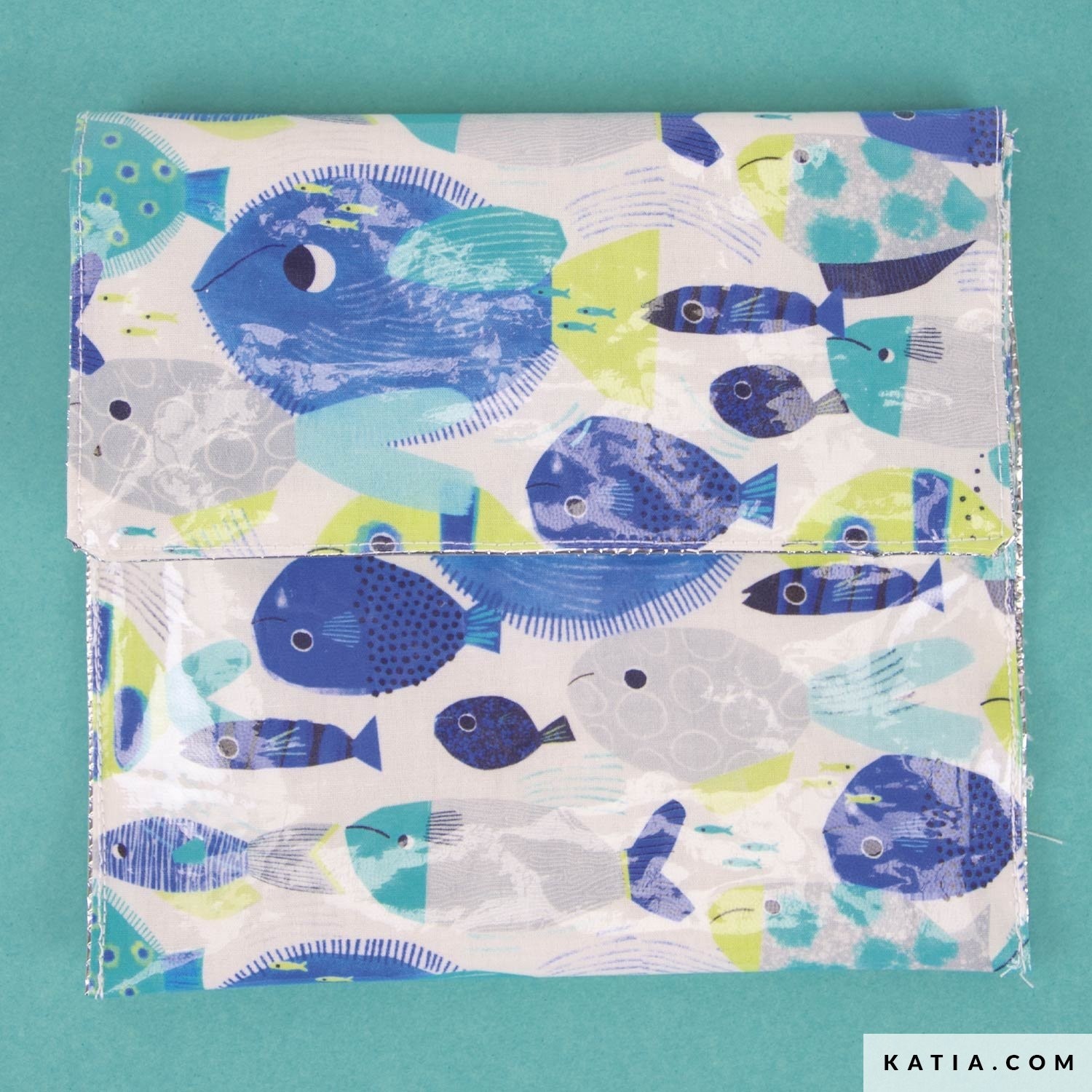 Tissu enduit Tropical neon sea-pochette isotherme 2- La Boutik Creative de Rives
