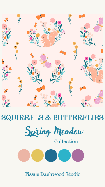 Tissu Dashwood Spring Meadows - Squirrels & Butterflies-2- La Boutik Creative de Rives.jpg