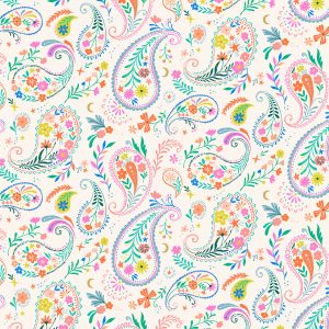 Tissu Dashwood Songbird fond blanc