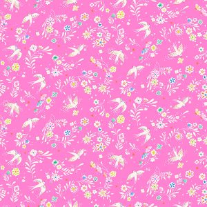 Tissu Dashwood Songbird fond rose