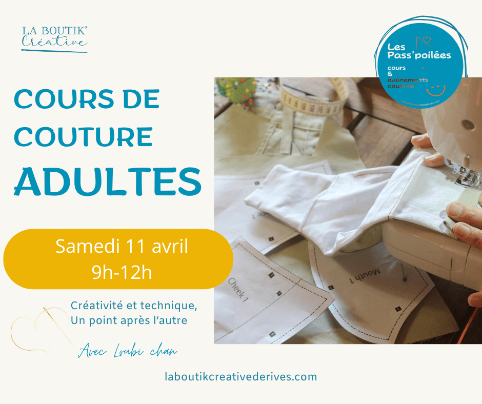 Cours de couture adultes samedi 11 avril 2026 - La Boutik Creative