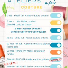 Les ateliers couture du joli mois de MAI ! ✂️🧵