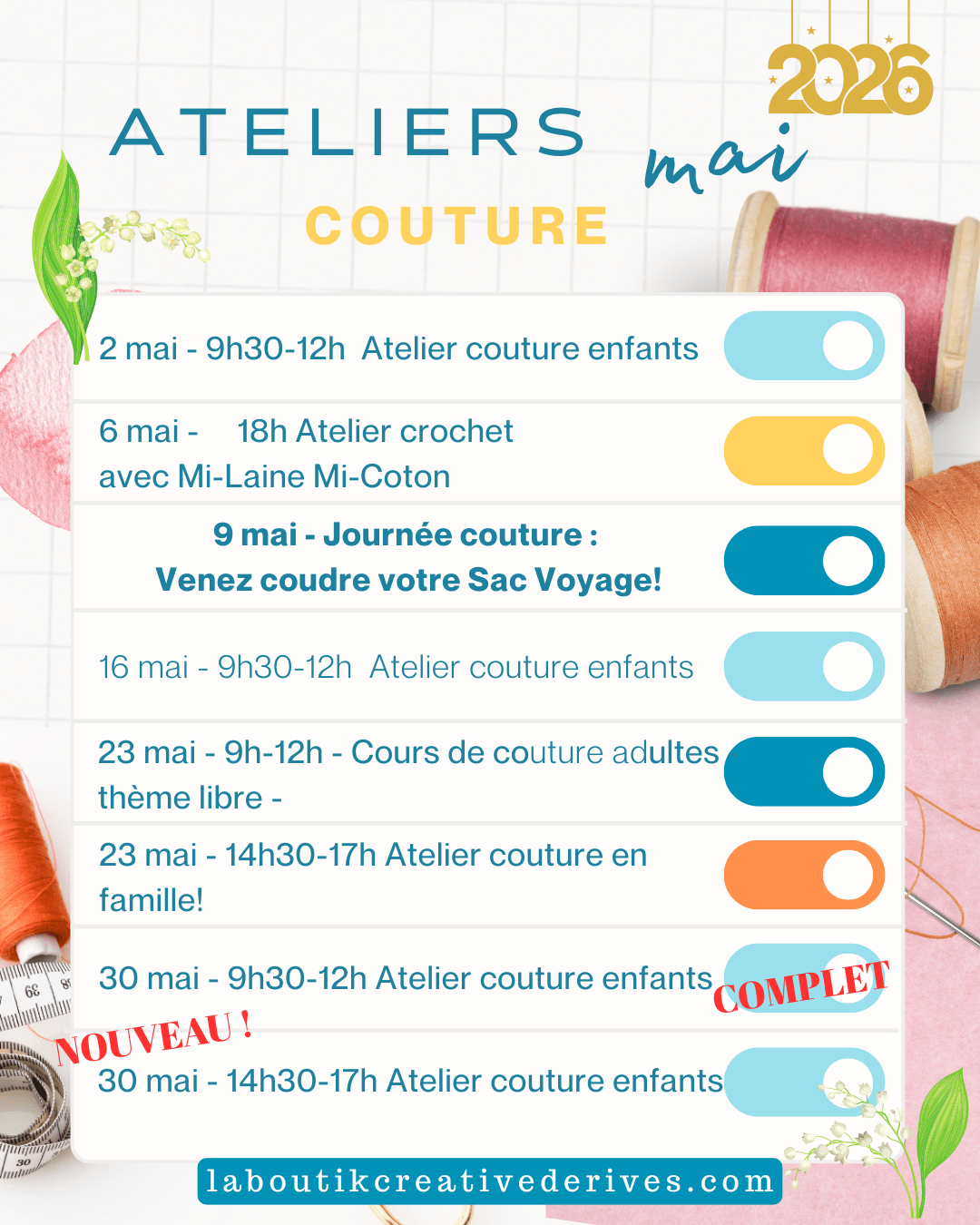 Les ateliers couture du joli mois de MAI ! ️🧵 - La Boutik' Créative de ...